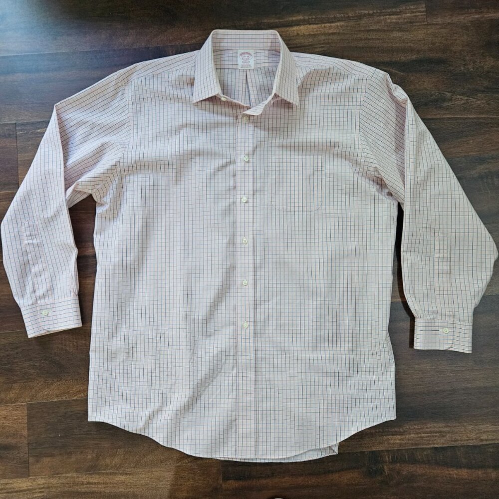 Brooks Brothers Mens XL Shirt Long Sleeve Pink Blue Plaid Button Up Dress Casual
